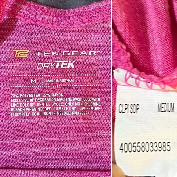 Tek Gear Athletic Short Sleeve Criss Cross Back Tee Workout Tshirt Hot Pink M - Picture 11 of 12